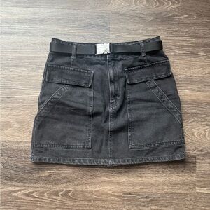 Black Denim Cargi Skirt